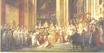 Jacques Louis David (1748-1825)  Sacre de l’empereur Napoléon et couronnement de l’impératrice Joséphine à Notre-Dame, le 2 décembre 1804. Huile sur toile. H. : 6,21 m ; L. : 9,79 m Paris, musée du Louvre © RMN / Hervé Lewandowski
