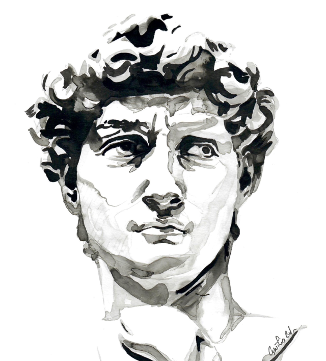 David portrait à l’encre | Portraitistes POP ART | Portraitistes à l'encre - Cynthia.b