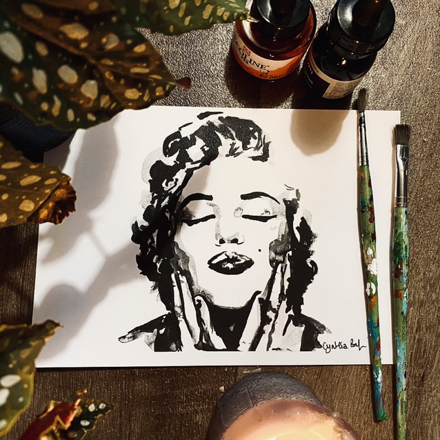 marilyn portrait à l’encre| POP ART Portrait - Cynthia.b