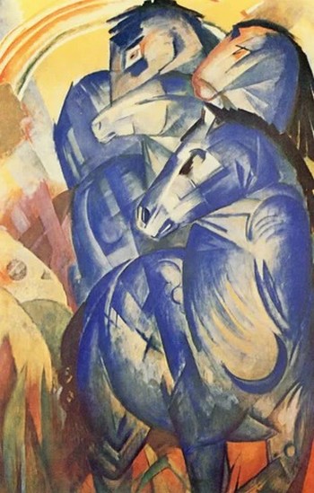 Tableau de La Tour des chevaux bleus de Franz Marc (1913) - (Source image Wikipédia)